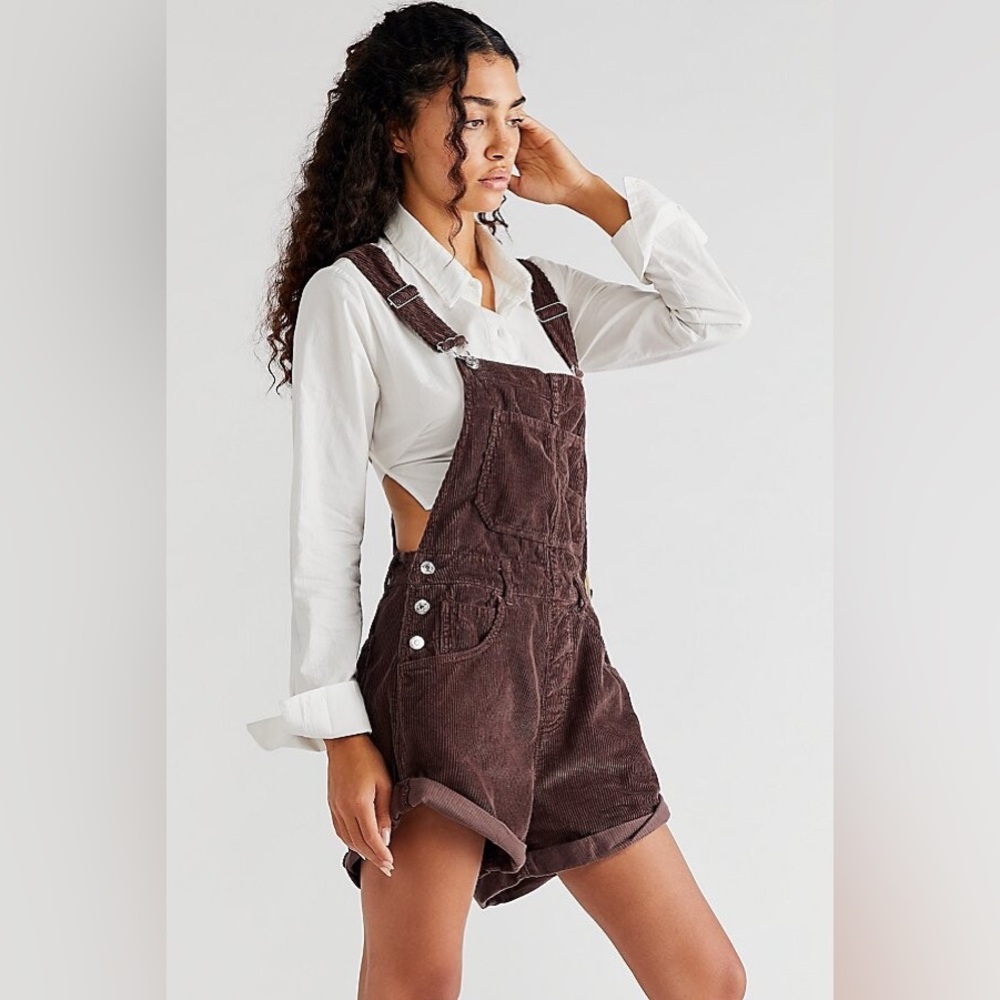 Free People Brown Corduroy Romper